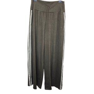 NWT Halara Women's L Olive Wide-Leg Drawstring Pants Side Stripes Hight Waist